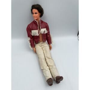 Vintage 1968 Ken Doll Barbies Boyfriend Rooted Brown Hair Western Jacket Pants
